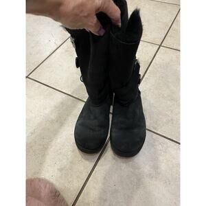 ugg black bailey button triplet ii Sz 8 Suede Mid Calf